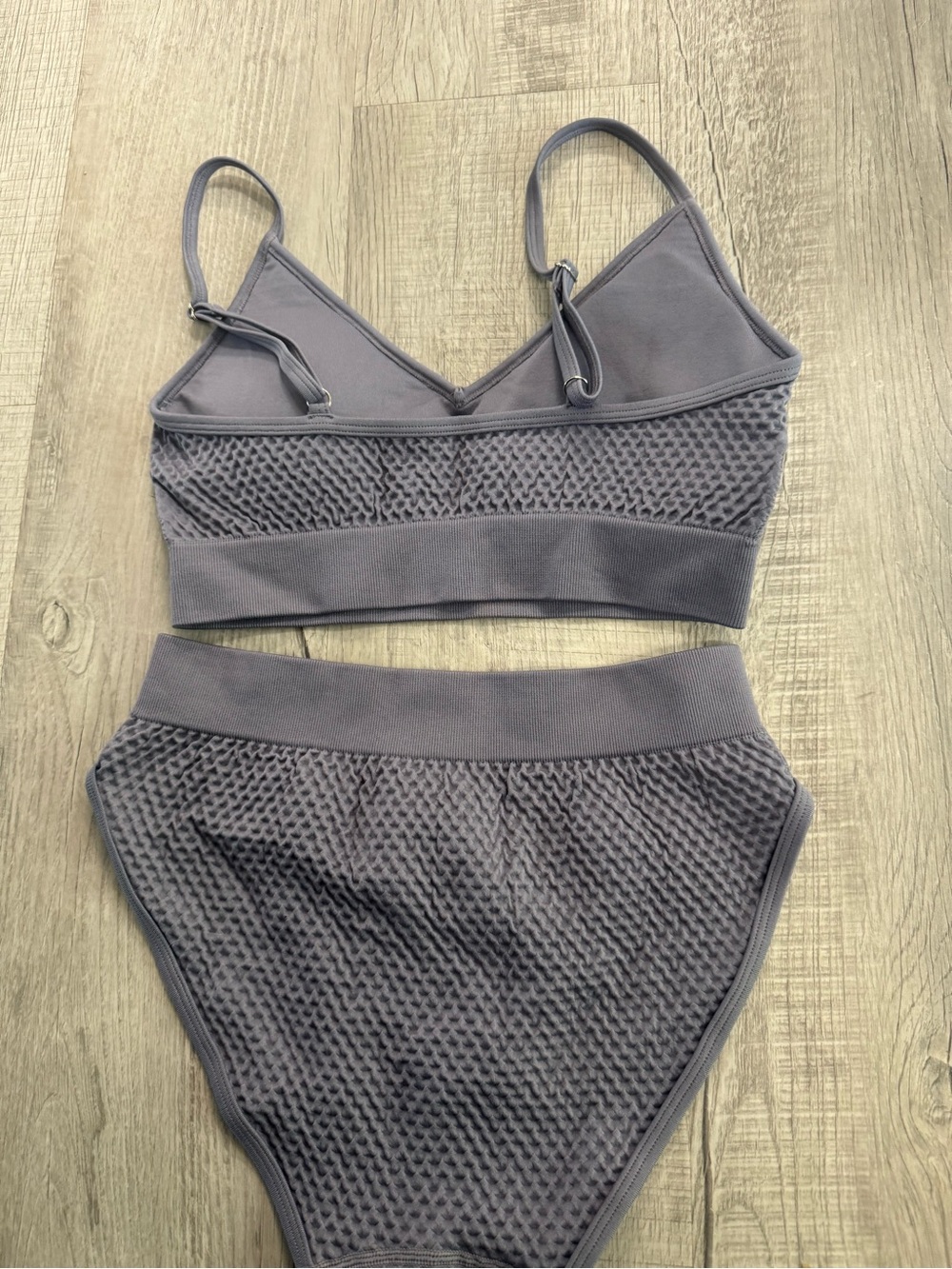 Cupshe Textured Charcoal High-Waist Bikini Set - Picture 7 of 9